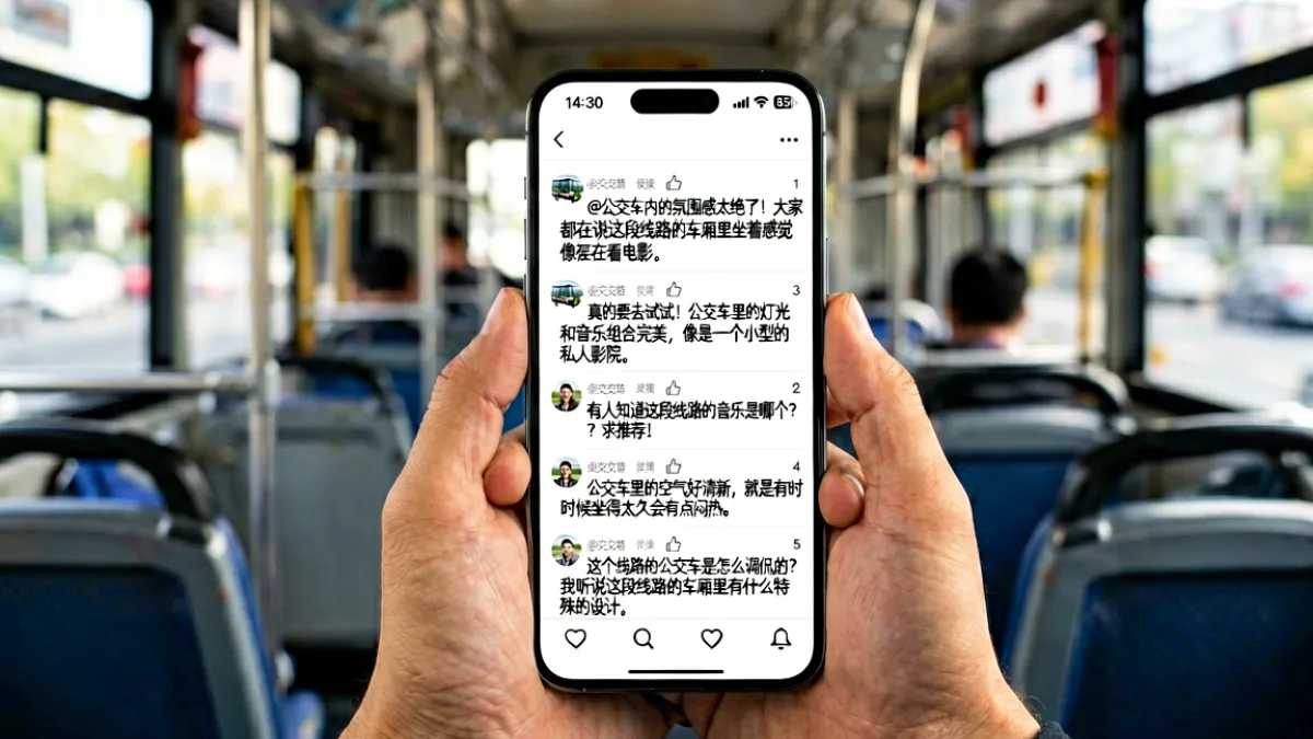 网友围绕公交车上被C话题展开热烈讨论，手机屏幕上显示大量相关评论与表情包